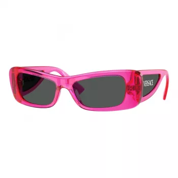 VERSACE VE4481-543487 dames cat eye zonnebril - zwart acetaat montuur, donkergrijze polycarbonaat glazen, 54 mm