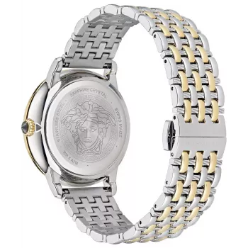 VERSACE VE6F00423 unisex Zwitsers quartz horloge 38mm zwarte wijzerplaat leren band
