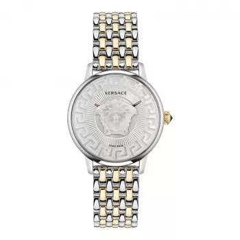 VERSACE VE6F00423 unisex Zwitsers quartz horloge 38mm zwarte wijzerplaat leren band