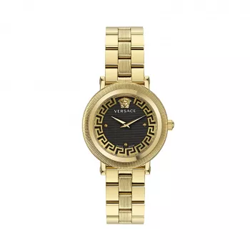 VERSACE dameshorloge VE7F00623 Zwitsers quartz 35mm zwarte wijzerplaat leren band
