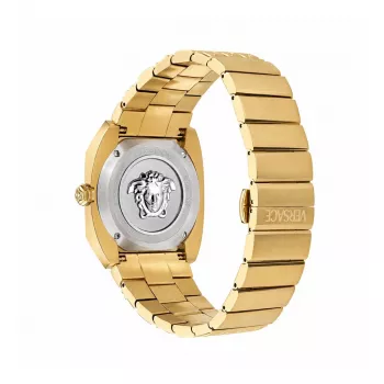 VERSACE dameshorloge VE8F00424 quartz, 44mm zwarte wijzerplaat met lederen band