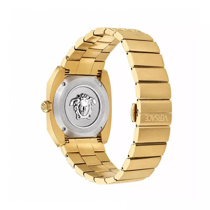 VERSACE dameshorloge VE8F00424 quartz, 44mm zwarte wijzerplaat met lederen band