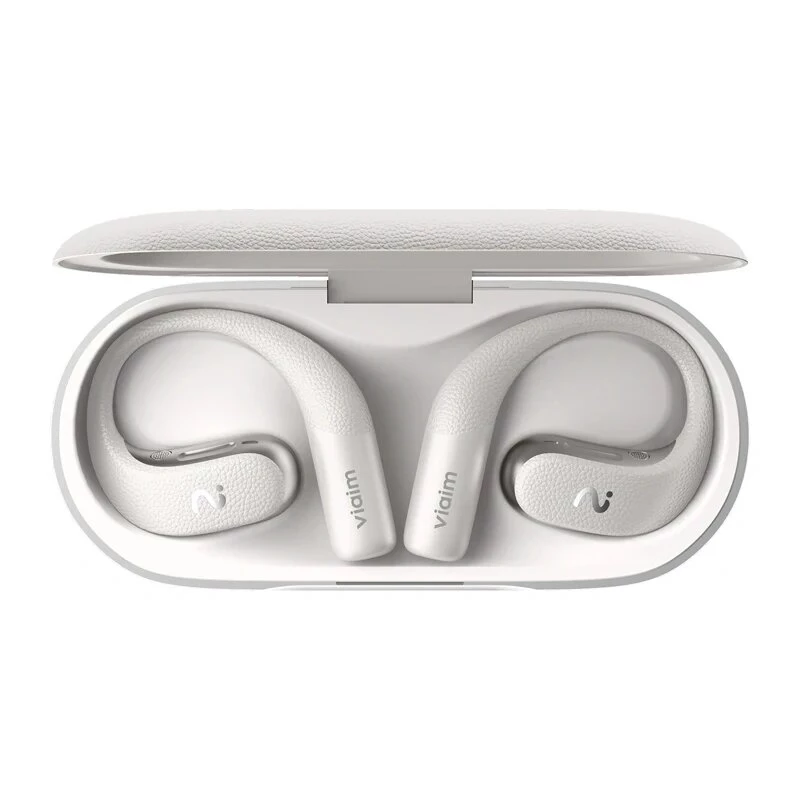 VIAIM Open Note AI-oordopjes met voicerecorder, realtime transcriptie en vertaling, open-ear, Hi-Res, Bluetooth, tot 53 uur batterij, grijs
