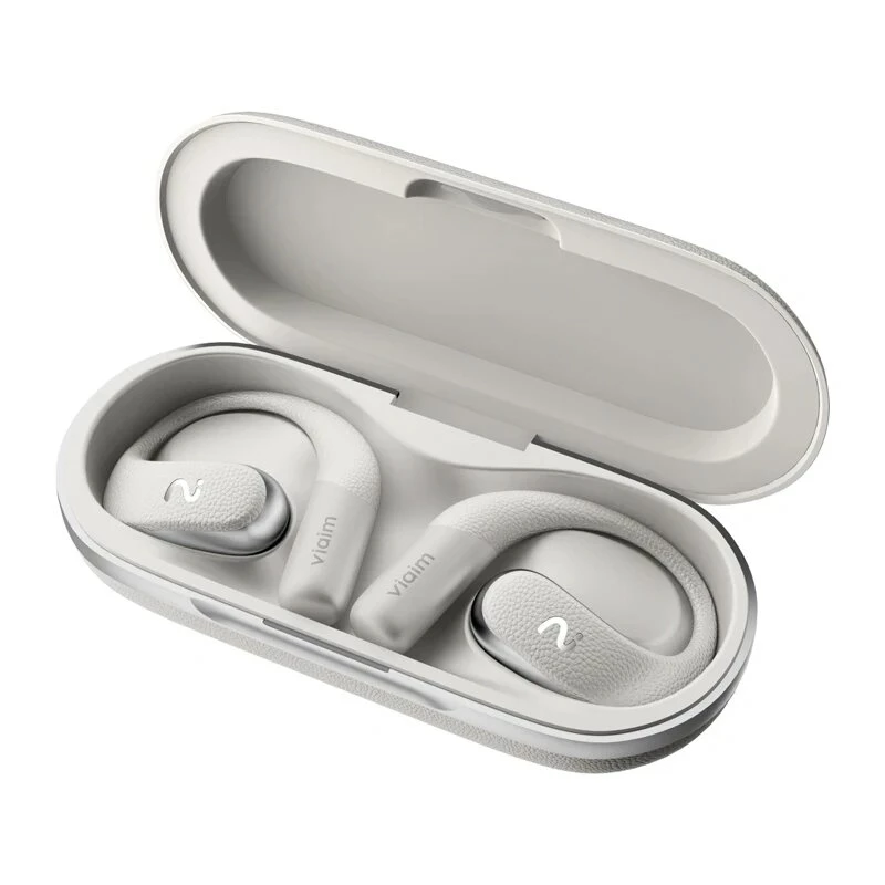 VIAIM Open Note AI-oordopjes met voicerecorder, realtime transcriptie en vertaling, open-ear, Hi-Res, Bluetooth, tot 53 uur batterij, grijs