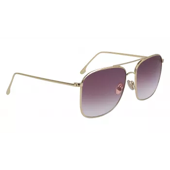 Victoria Beckham VB202S-712 dames oversized vierkante zonnebril, gouden metalen montuur, bruine verloopglazen, 59 mm