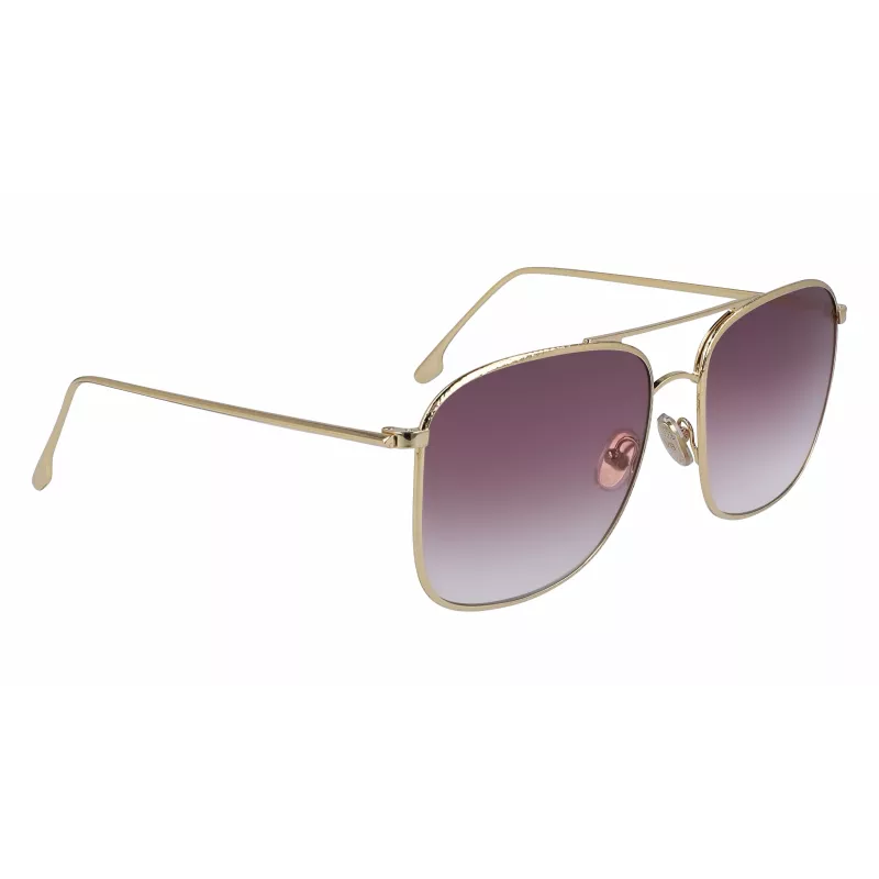 Victoria Beckham VB202S-712 dames oversized vierkante zonnebril, gouden metalen montuur, bruine verloopglazen, 59 mm