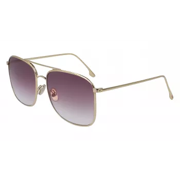Victoria Beckham VB202S-712 dames oversized vierkante zonnebril, gouden metalen montuur, bruine verloopglazen, 59 mm