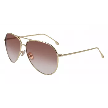 Victoria Beckham VB203S-712 dames zonnebril gouden montuur bruine verloopglazen 62 mm