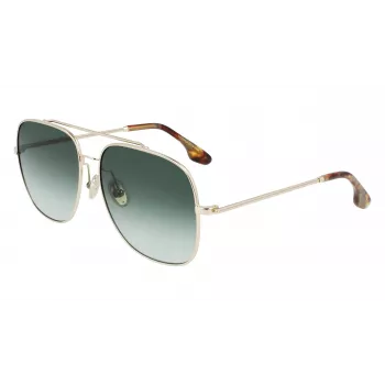 Victoria Beckham VB215S-700 Dames Zonnebril - Gouden montuur, bruine verloopglazen, 59 mm