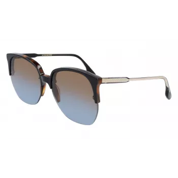 Victoria Beckham VB617S-005 dames oversized vierkante zonnebril, glanzend zwart montuur, grijze glazen, 63/15/140 mm