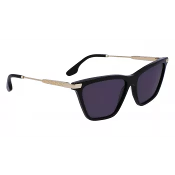 Victoria Beckham VB663S-001 dames zonnebril - zwart acetaat montuur, grijze polycarbonaatglazen, 57/15/140 mm