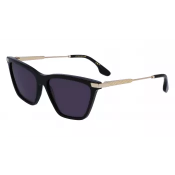 Victoria Beckham VB663S-001 dames zonnebril - zwart acetaat montuur, grijze polycarbonaatglazen, 57/15/140 mm