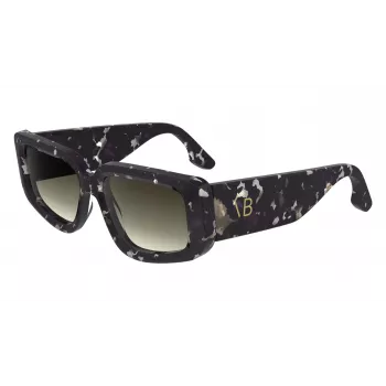 Victoria Beckham VB670S-010 Dames oversized rechthoekige zonnebril Zwart acetaat Grijs glas 54mm