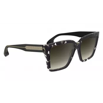 Victoria Beckham VB672S5715010 dames oversized vierkante zonnebril - zwart acetaat montuur, grijze polycarbonaatglazen, 57/15/140 mm