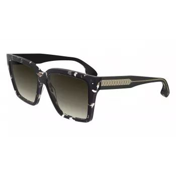 Victoria Beckham VB672S5715010 dames oversized vierkante zonnebril - zwart acetaat montuur, grijze polycarbonaatglazen, 57/15/140 mm
