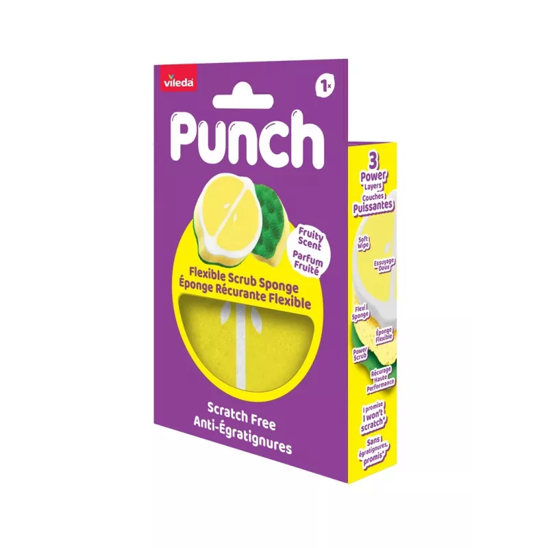 Vileda Punch flexibele sponsreiniger, citroen, 1 stuk