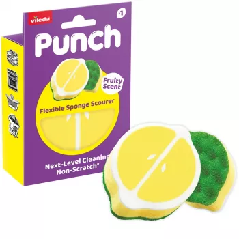 Vileda Punch flexibele sponsreiniger, citroen, 1 stuk