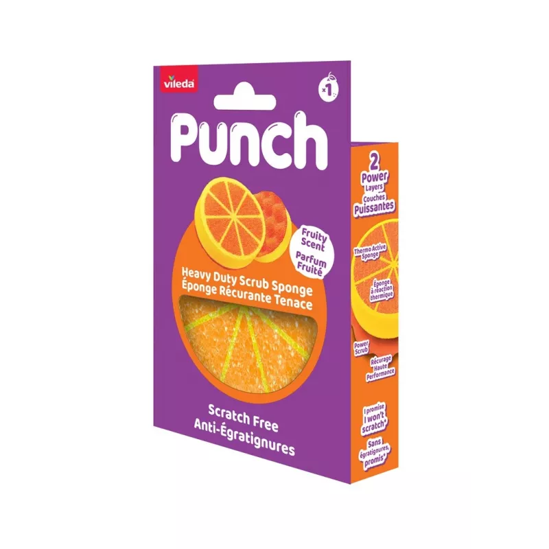 Vileda Punch Strong Orange schuurspons, 1 stuk