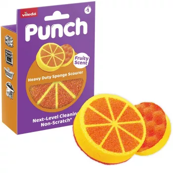Vileda Punch Strong Orange schuurspons, 1 stuk