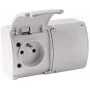 VIPLAST KOALA 162-01 dubbele wandcontactdoos met randaarde en klepdeksel, type E 16A 250V, IP44 wit