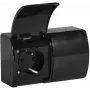 VIPLAST KOALA dubbel stopcontact met randaarde en klepdeksel, zwart, IP44, 16A, 230V, 2 stopcontacten