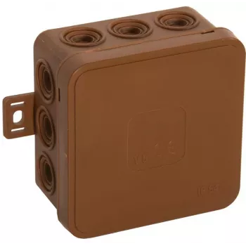 VIPLAST V5 Klik opbouw aftakdoos, leeg, 12 kabelinvoeren, bruin, IP54, 75x75x41 mm, 035-02