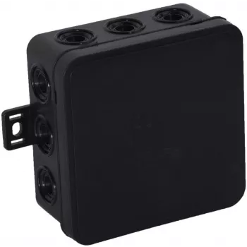 VIPLAST V6 klik opbouw aftakdoos, 12 kabelinvoeren, IP54, zwart, 85x85x41 mm, leeg