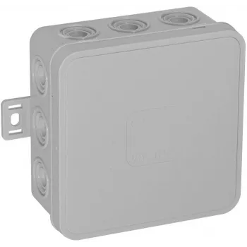 VIPLAST V6 opbouw aftakdoos, leeg, 12 kabelinvoeren, grijs, IP54, 85x85x41mm, met klikdeksel