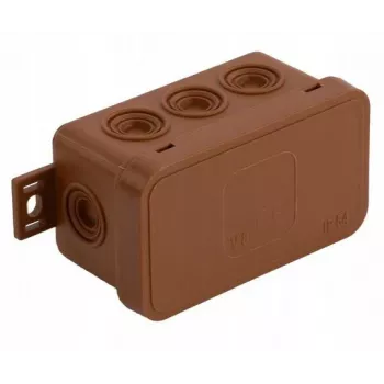 VIPLAST V8 Klik opbouw aftakdoos, leeg, 8 kabelinvoeren, IP54, bruin, 80x45x41mm