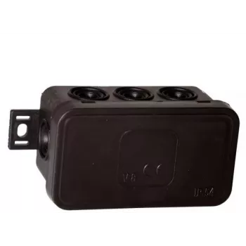 VIPLAST V8 Opbouw aftakdoos, 8 invoeren, IP54, zwart, 80x45x41mm