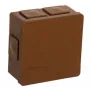 VIPLAST VP-02 inbouw aftakdoos, 6 kabelinvoeren, klikdeksel, bruin, IP55, 86x86x40 mm