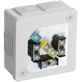VIPLAST VP-22 opbouw aftakdoos met klemmen, 6 kabelinvoeren, wit, IP55, 86x86x40 mm