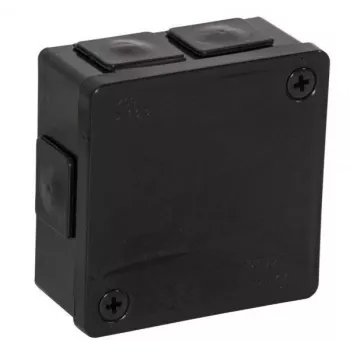 VIPLAST VP-22 Opbouw Aftakdoos met Klemmen, 6 Kabelinvoeren, IP55, Zwart, 86x86x40 mm