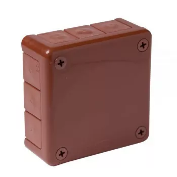 VIPLAST VP-41 opbouw lege aftakdoos, 12 kabelinvoeren, bruin, IP55, 98x98x42 mm