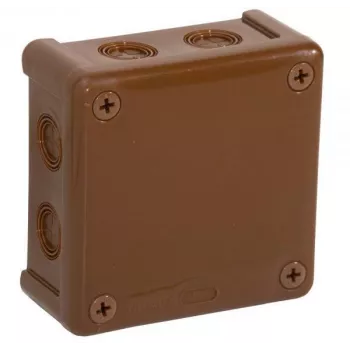 VIPLAST VP-42 opbouw lege doos, 8 kabelinvoeren, bruin, IP55, 98x98x42 mm 042-02