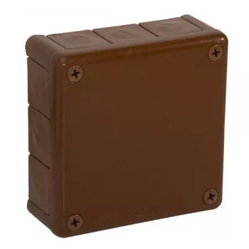 VIPLAST VP-51 opbouw aftakdoos, 12 kabelinvoeren, bruin, IP55, 118x118x46mm