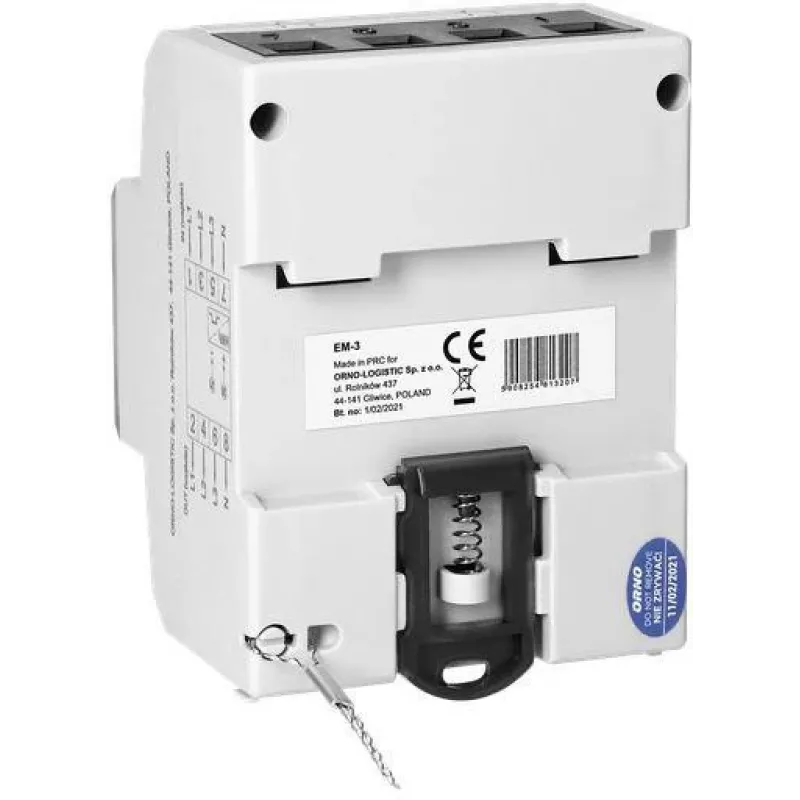 Virone EM-3 3-fasen energiemeter, 80A, 3 modules, DIN-rail TH-35mm
