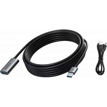 VISION TC 5MUSB3.0EXT+/BL USB 3.0 actieve verlengkabel 5 m USB-A male/female zwart zilver
