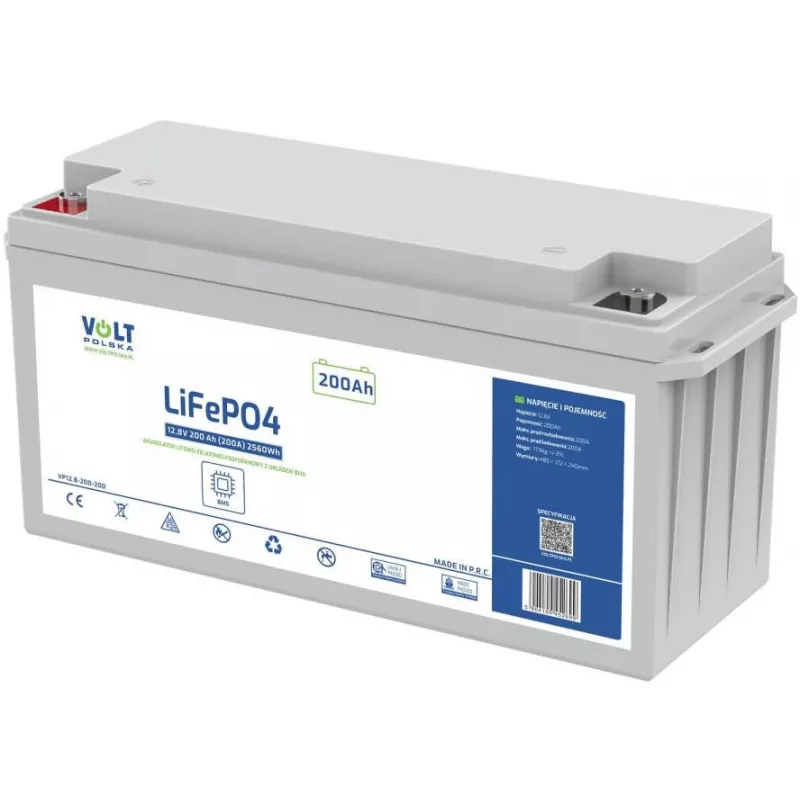 VOLT POLSKA lithium-ijzerfosfaat LiFePO4 accu 12,8V 200Ah 200A