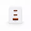 Voltage GaN 67W wandlader, 2x USB-C & 1x USB-A, PD 3.0, QC 3.0, PPS, EU-stekker, wit