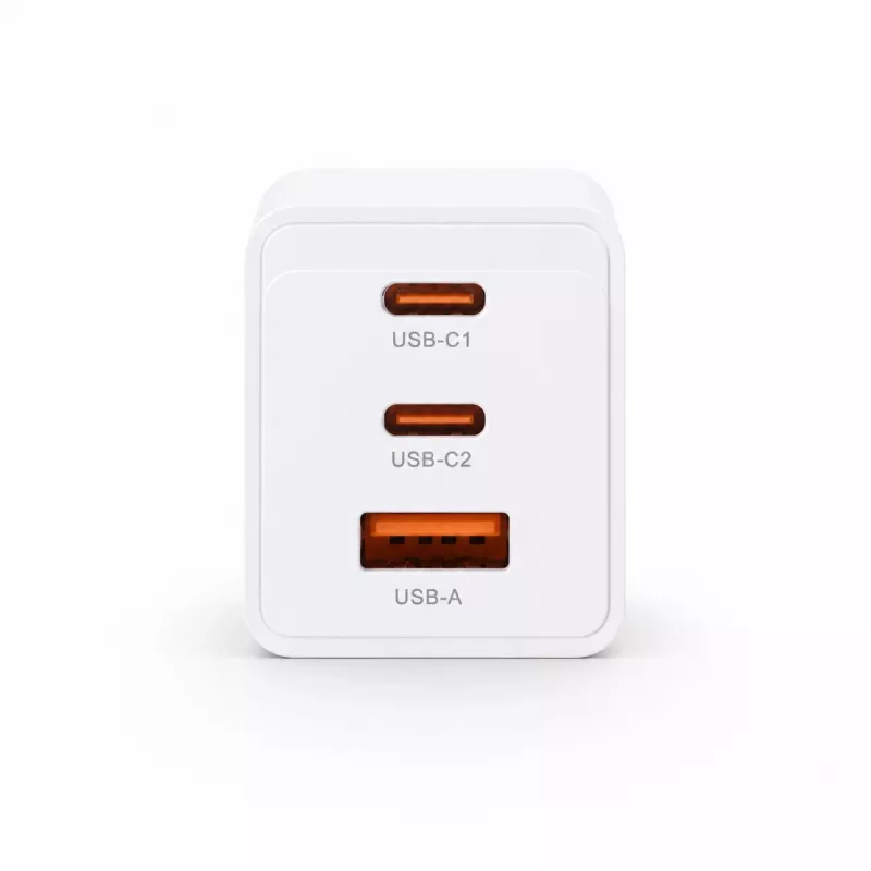 Voltage GaN 67W wandlader, 2x USB-C & 1x USB-A, PD 3.0, QC 3.0, PPS, EU-stekker, wit