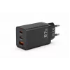 Voltage GaN oplader 67W wandlader, PD 3.0 / QC 3.0, 2x USB-C & 1x USB-A, EU-stekker, zwart