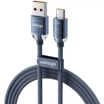 VOLTAGE PureCrystal 66W USB-A naar USB-C kabel 2m blauw