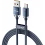 VOLTAGE PureCrystal 66W USB-A naar USB-C kabel 2m blauw