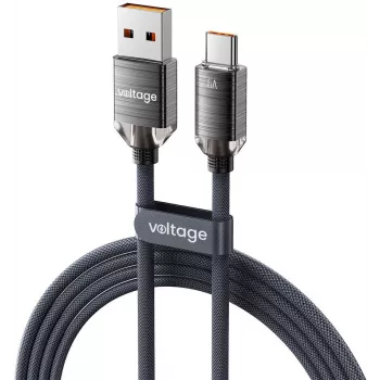 VOLTAGE PureCrystal USB-A naar USB-C kabel 66W 2m zwart