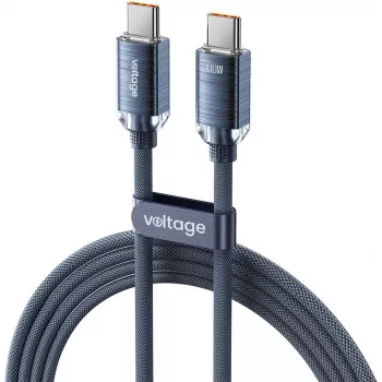 VOLTAGE PureCrystal USB-C naar USB-C kabel 100W PD 1m blauw