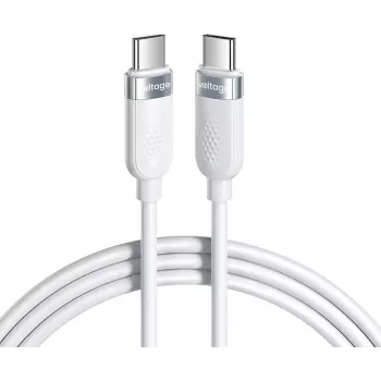 VOLTAGE VEKS100CC100WE siliconen USB-C naar USB-C-kabel 100W PD 1m wit