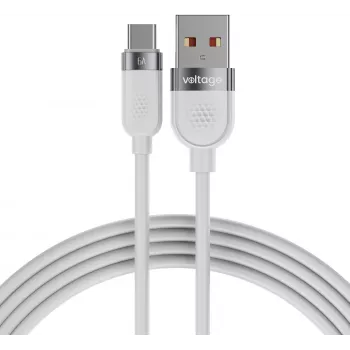 VOLTAGE VEKS66AC100WE USB-A naar USB-C siliconen 66W PD snellaadkabel 1m wit