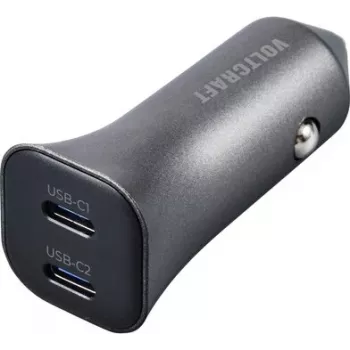 VOLTCRAFT CPS-40W/2 VC-RA401 USB-autolader 40 W 2x USB-C PD 3.0 zilver-zwart VC-15257660