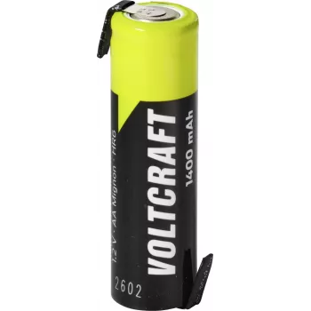 VOLTCRAFT Mignon AA-accu NiMH 1,2 V 1400 mAh High-Current met Z-soldeerlip, Ready to Use (1 st.) VC-17666040
